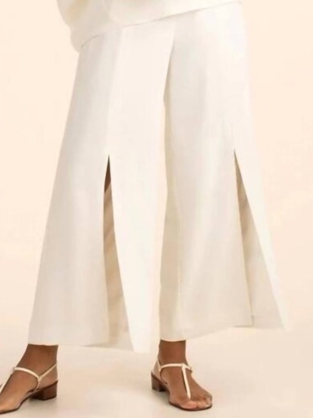 Trina Turk 12 White Whitewash Davon Wide-Leg Slit Pants